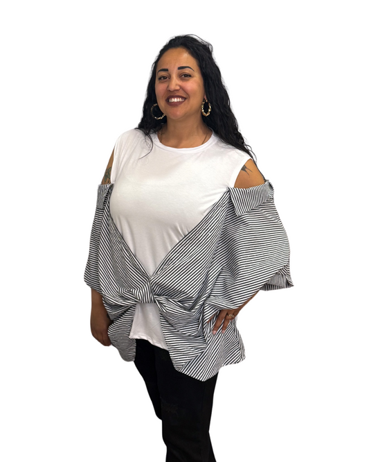 Maglia Romina -  Bianca riga nera